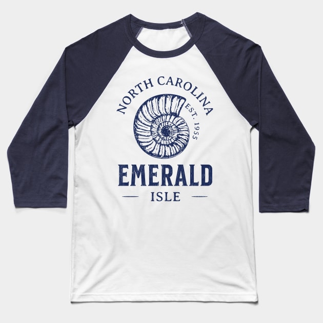 Emerald Isle, NC Summertime Vacationing Seashell Baseball T-Shirt by Contentarama